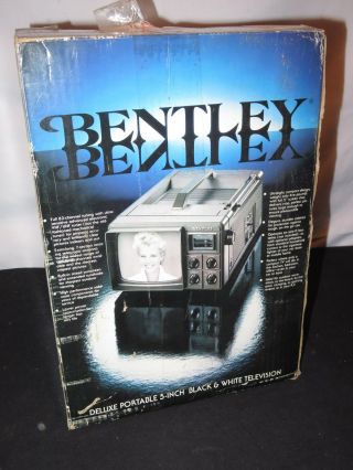 Vintage Portable Bentley Black & White Tv Television 5 " (k821)