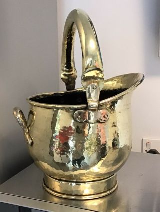 Stunning Vintage Brass Helmet Swing Handle Coal Bucket Scuttle Garden Planter