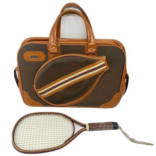 Vtg Carlos Montini Leather Racquetball Travel Gym Bag Leach Racquet