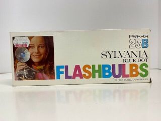 Vintage 12 Sylvania Blue Dot Press 25b Flashbulbs For Polaroid Camera Full Box