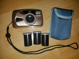 Pentax Iqzoom 80s 35mm Film Camera & Case & 3 Rolls Of Film Bundle