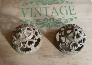 2 X Old/vintage Gothic Cast Iron Baskets?? Hanging/decorative Spares Repairs
