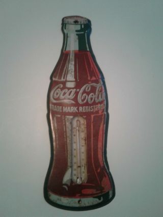 Vintage Metal Coca Cola Bottle Thermometer 16.  75 " Tall