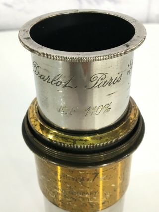 Antique Brass Projection Lens Darlot Paris E.  F.  110mm / Edison Optical Company 2