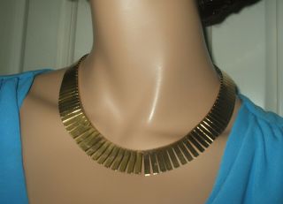 Egyptian Revival Cleopatra Style Fringed Necklace With Vintage Fish Hook Clasp