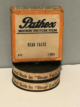 " Bill And Bob  In Bear Facts " Movie Film Pathex 9.  5mm Circa 1925 2 Reels Rare