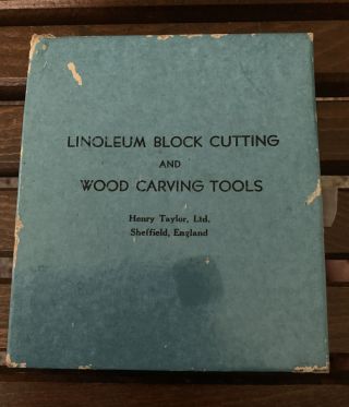 Henry Taylor Uk Vintage Wood Carving Linoleum Block Cutting Set Carving Tools