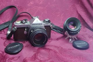 Rare Vintage Camera Asahi Pentax Me Se With Two Smc Pentax - M Lens