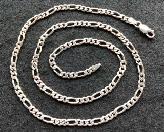 Vintage Italian Sterling Silver Figaro Curb Long Chain Necklace 19.  75” Unisex