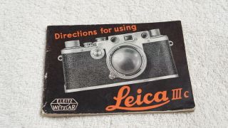 Leica Iiic 35mm Film Camera Instruction Book