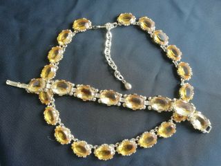 Sphinx Vintage Georgian Style Scottish Glass Amber Yellow Necklace Bracelet