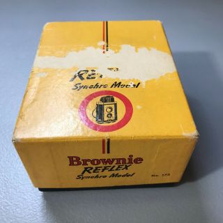 Brownie Reflex Synchro Model Eastman Kodak Camera W/ Leather Case And Box
