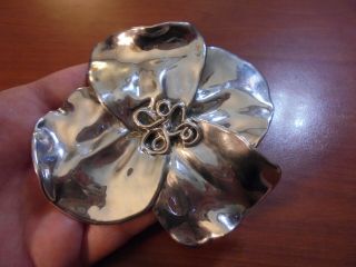 Vtg Sterling Silver Huge Flower Pin Brooch 32.  4 Grams