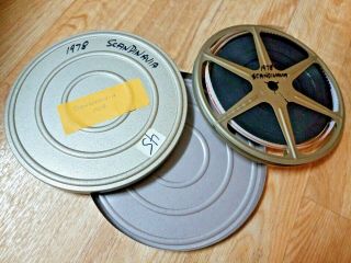 Vintage Dual 8 Metal Film Tin & Reel 8mm Projector Home Movie 1978 Scandinavia