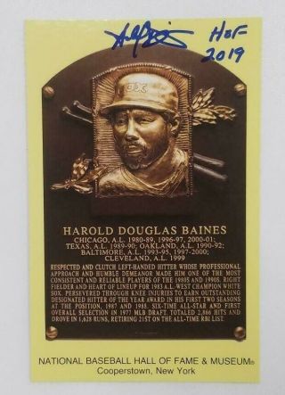 Harold Baines Signed Mlb Hall Of Fame Postcard Plaque (white Sox,  Hof)