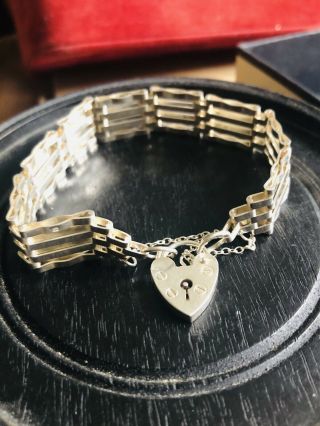 Vintage Silver Bracelet With A Heart Shaped Clasp Stylish Collectable 1976