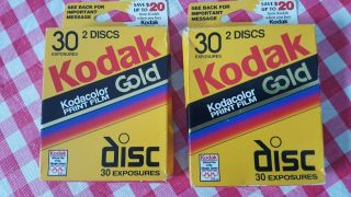 2 Pks Not Opened Vintage Kodak Kodacolor Vr Disc Film 4 Disc 60 Pictures 1999