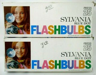 Vintage Sylvania Flash Bulbs Blue Dot Clear Press 25