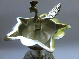 Vintage solid silver Hindu oil lamp 3