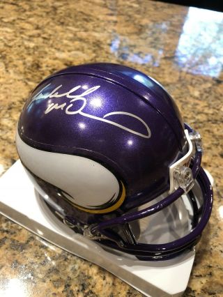 Randall Mcdaniel Signed Minnesota Vikings Riddell Mini Helmet Jsa Hof