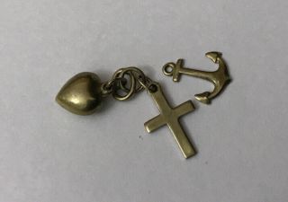 Vintage German 333 Yellow Gold Tiny Faith Hope Charity Charm Bracelet Pendant