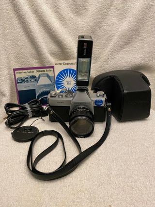 Mamiya Sekor 500 Dtl Camera 50mm 1:2 Lens Case Vivitar Electronic Flash Box