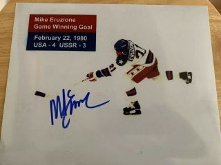 Mike Eruzione 1980 Olympic Miracle On Ice Gold Medal Signed Autographed 8x10 11