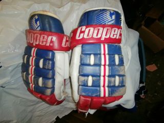 Vintage Cooper Sc Pro 15 " Leather Hockey Gloves Montreal Canadiens Color