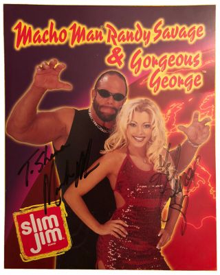 Wwe Wwf Wcw Tna Wrestling Gorgeous George & Macho Man Randy Savage Autograph