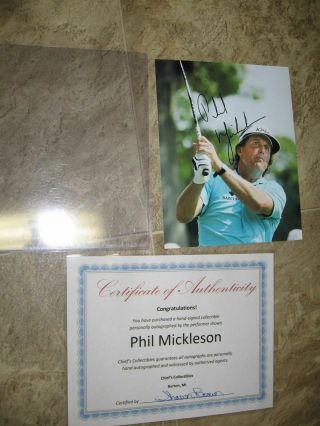 Phil Mickelson Signed 8x10 " Photo With & Plastic Sleeve,  Burton,  Michigan