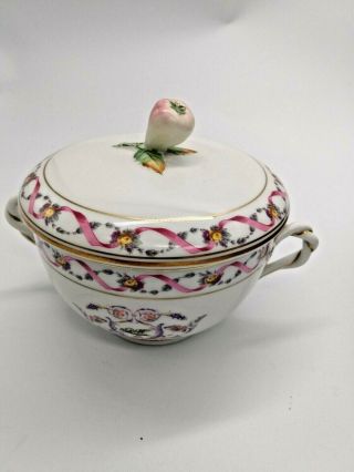 Vintage Richard Ginori Large Rapallo Round Porcelain Two - Handled Bowl With Lid