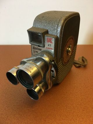 Vintage 1950s Keystone 27 Capri 8mm Movie Camera With 3 Lens Turret Still