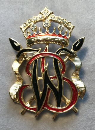 Vintage Butler And Wilson Brooch - Intertwined V&b With Crown