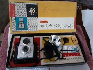 Vintage Kodak Brownie Starflex Camera Outfit Camera Neck Strap,  Flash In Org Box