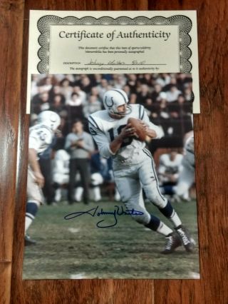 Johnny Unitas Auto 8 X 10 Autograph Photo Baltimore Colts Hall Of Fame