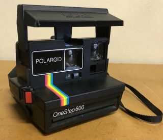 Vintage Polaroid One Step 600 Land Camera With Shoulder Strap
