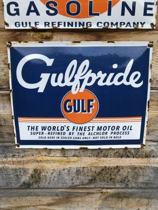 Vintage Oil And Gas Porcelain Sign Great Looking Sign
