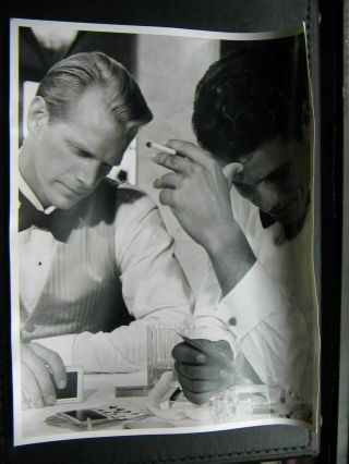 Vintage 11 X 14 " Black & White Gay Young Men Playing Cards Smoking