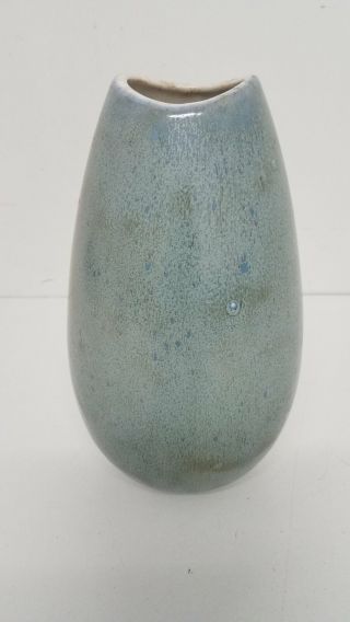 Vintage 1962 Mid Century Modern Artist Signed Studio Pottery Vase 10 " Pale Blue