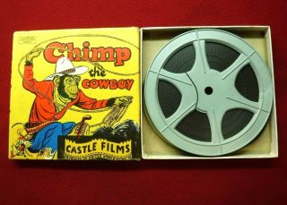 Vtg Castle Films " Chimp The Cowboy " 8mm Movie 621 Monkey Western Home Cinema