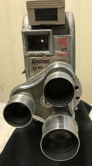 Vintage Keystone 27 Capri 8mm Movie Camera With 3 Lens Turret