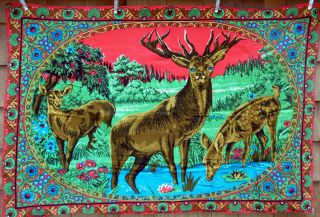 Vintage Deer Or Elk Tapestry Wall Hanging (100 Cotton/made In Turkey)