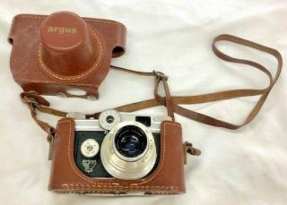 Vintage Argus C - Four C4 35mm Camera With Leather Carrying Case