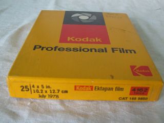 Kodak Professional Film Box.  Ektapan.  25 Sheets.  4 X 5 Expired