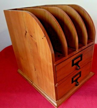 Vintage Wooden File Rack Book Organizer Desktop Storage Box Office Supplies