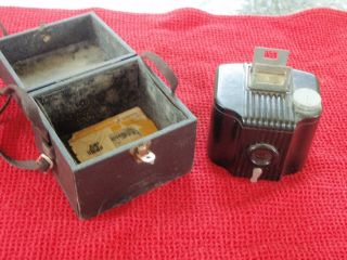 Kodak Baby Brownie Camera With Wood Carry Case