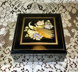 Vintage Japanese Black Lacquered Musical Jewelry Box