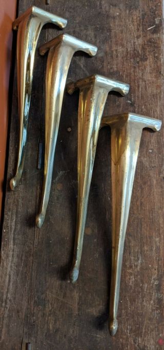 Vintage Set Of 4 14.  5 " Heavy Cast Brass Traditional Style Table Chair Legs