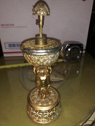 Vintage Ormolu Gold Cherub Perfume Bottle Atomizer With Windup Music Box