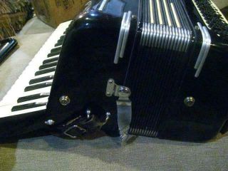 VINTAGE BLACK TRIONFO ACCORDIAN AND CASE MADE IN ITALY 3